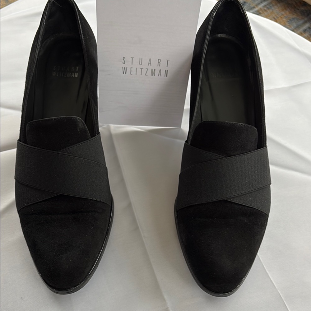 Stuart Weitzman Black Heels Sleek Slip-On Design